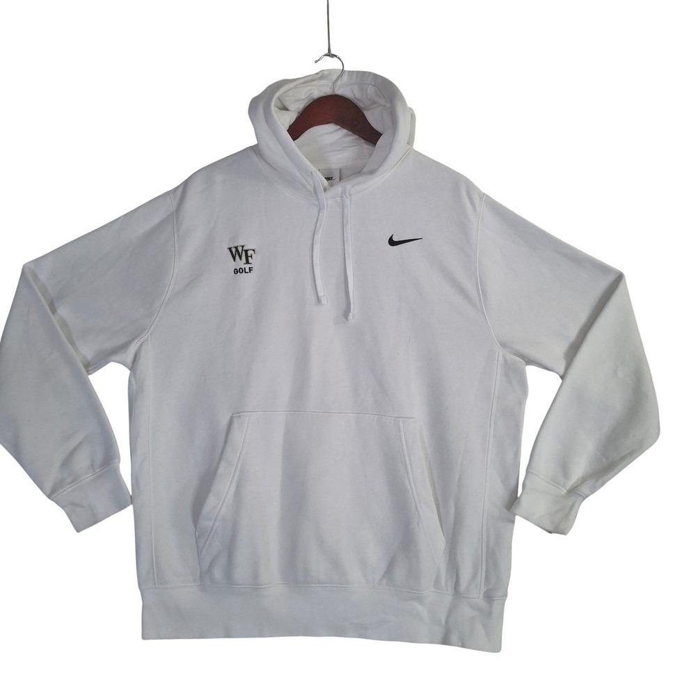 Nike Mens Wake Forest Golf Fleece Hoodie White Large Pullover Sweatshirt L